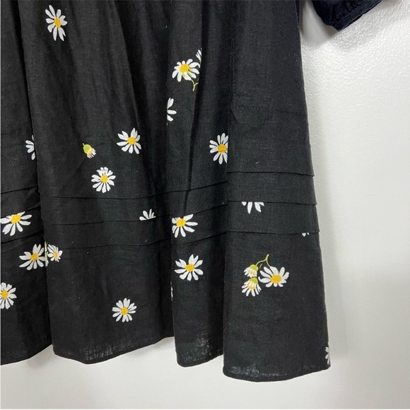 NWOT Madewell Square-Neck Pleat-Detail Black Mini Dress in Lazy Daisies XXS - Picture 8 of 11